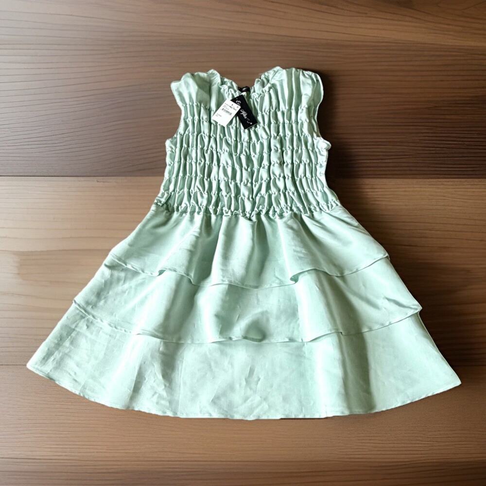 NWT Ever After Mint Green Smocked Tiered Dress Fairycore Coquette Size XL Boho